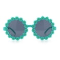thumbnail image 4 of Girls Kids Daisy Flower Rim Round Circle Plastic Cute Lolita Sunglasses Green, 4 of 8