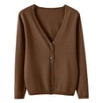thumbnail image 6 of Dwellite Cardigan Sweaters for Women with Button V Neck Long Sleeve Tops Open Front for Fall Clothes Coffee -AZ26 XL, 6 of 6