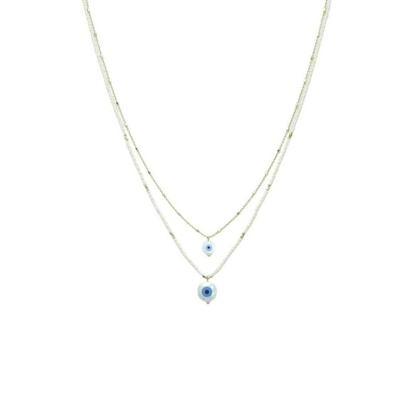 Seed Bead Evil Eye Pendant Layered Necklace