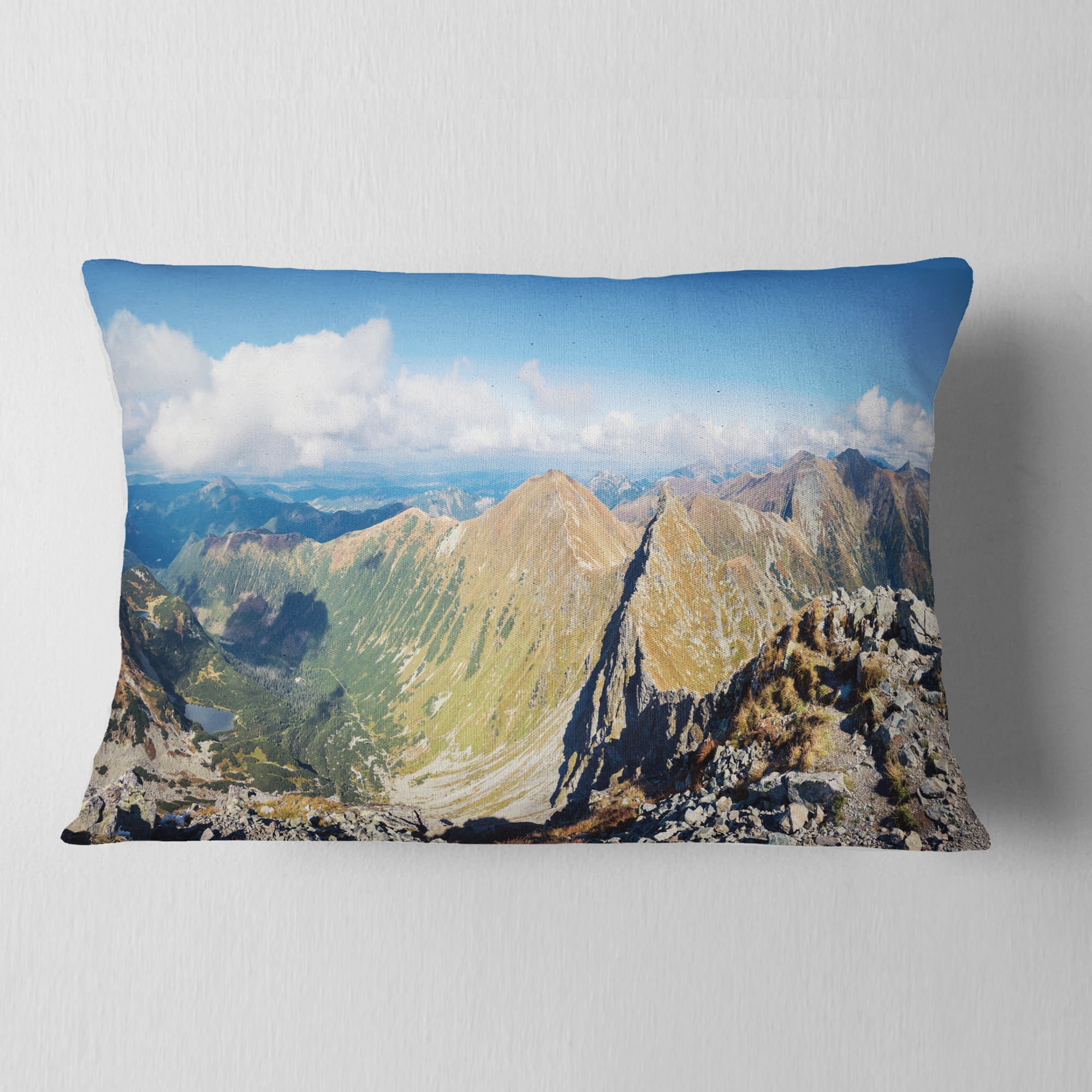 Designart 12" x 20" Multi-color Polyester Throw Pillow