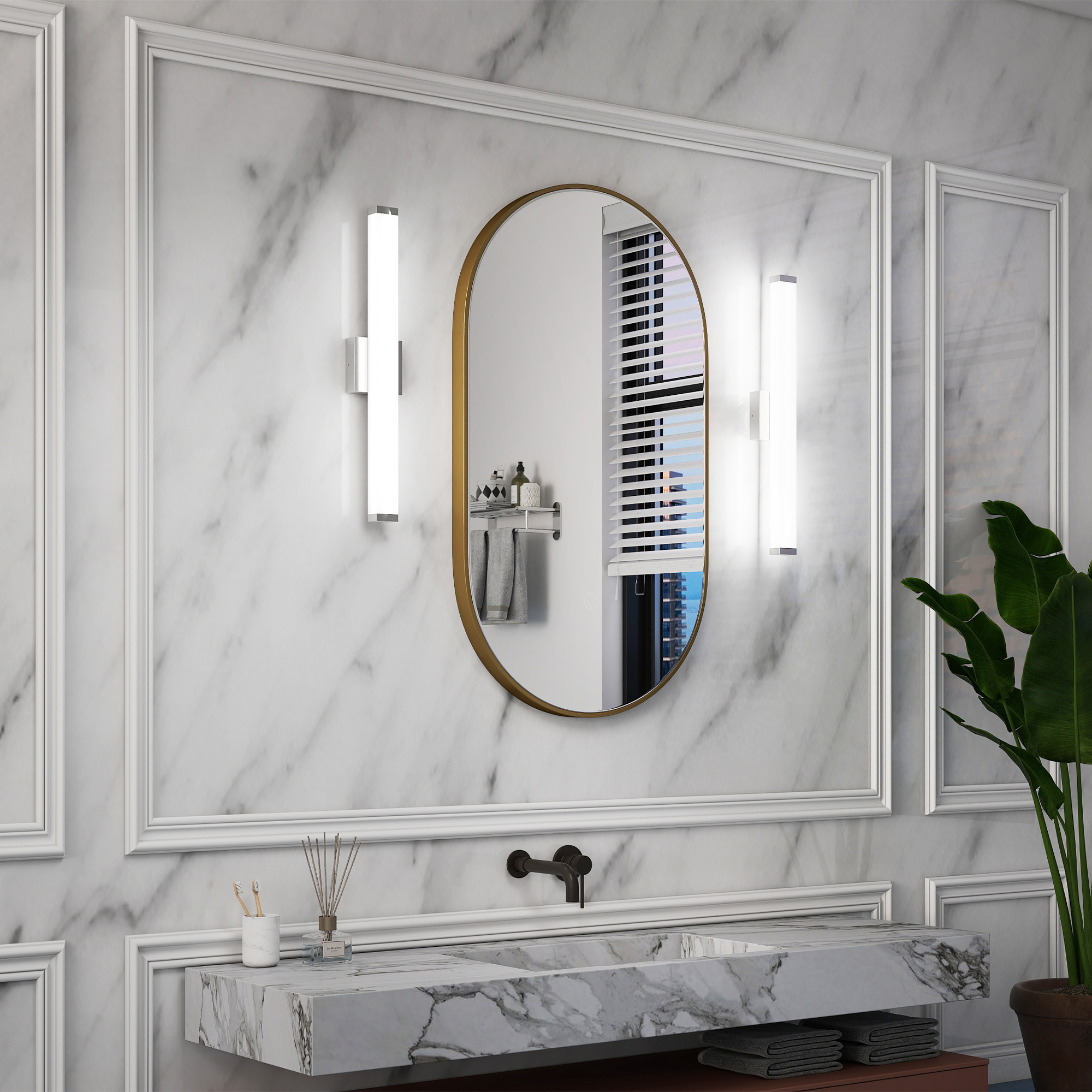 Leumius 25" Bathroom Vanity Light, Over Mirror Bathroom Vanity Light for Mirror Shower Bathroom Hallway Porch Chrome