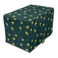 thumbnail image 1 of Floral Dog Crate Cover, Nature Style Spring Blooms on a Backdrop of Polka Dots Retro Feels, Easy to Use Pet Kennel Cover Small Dogs Puppies Kittens, 7 Sizes, Hunter Green and Yellow, by Ambesonne, 1 of 1