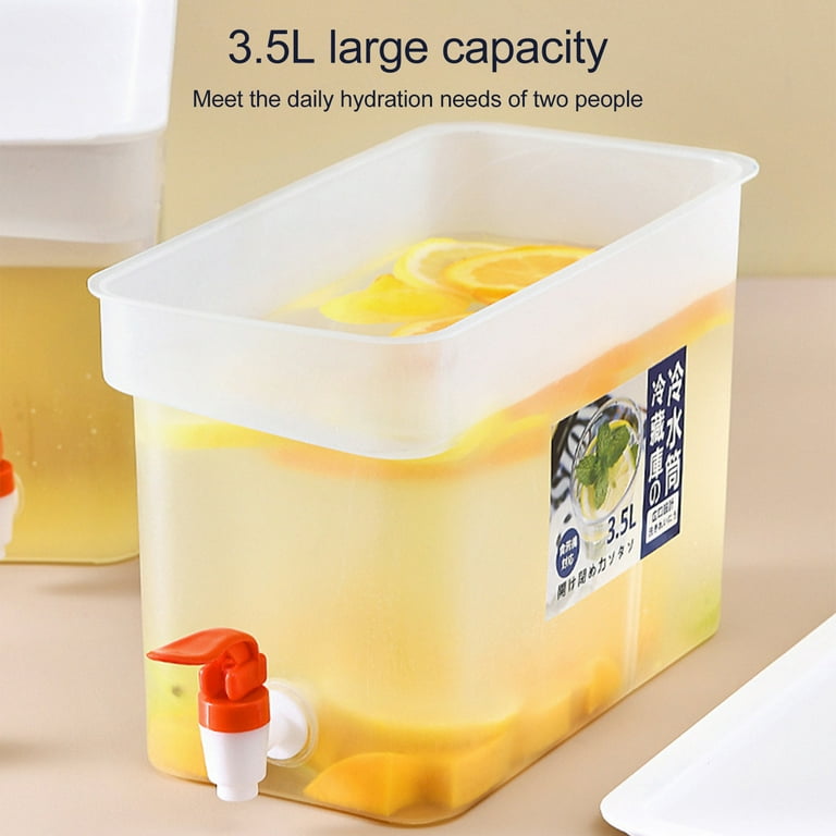 1pc Plastic Beverage Dispenser With Spigot, 1 Gallon 3.5 Liters Container,  Cold Kettle With Faucet In Refrigerator, Fruit Teapot, Lemonade  Bottle-clear