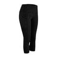 thumbnail image 2 of Girls High Waisted Capri Leggings with Pockets Black Polyester Blend for Active Kids Sizes 120-160,Size 4 T, 2 of 9