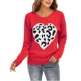 thumbnail image 1 of Sweaters for Women Crew Neck Long Sleeve Womens Sweaters Heart Leopard Print Winter Sweaters Alsol Lamesa, 1 of 6