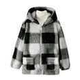 thumbnail image 4 of Teen Girls Jacket Plaid Zipper Long Sleeve Thick Warm Outerwear Cute Hooded 12-13 Years Girls Winter Clothes, 4 of 4