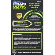 Lifestyles Ultra Sensitive Lubricated Latex Condoms, 12 Count