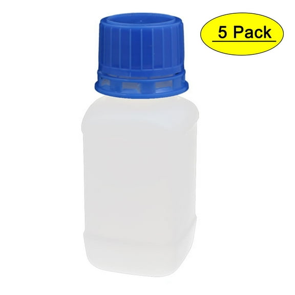 Unique Bargains 100ml Plastic Screw Cap Narrow Mouth Square Reagent Storage Bottle White 5pcs