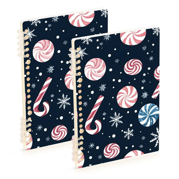 joogoo Spiral Journal Notebook Christmas Snowflake Candy College Ruled Notebooks 8.3" x 5.7" 2 PCs