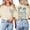Beige, variant on Womens Tropical Palm Tree Sunset Graphic T Shirts Crew Neck Short Sleeve Top Double Sided Beach Print Tee Fashion Outfits