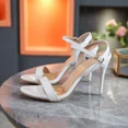thumbnail image 4 of Sandalias de tacón fino para mujer, zapatos de tacón alto con punta abierta y hebilla, Sexy, para fiesta y boda, talla grande 45, 2024, 4 of 5