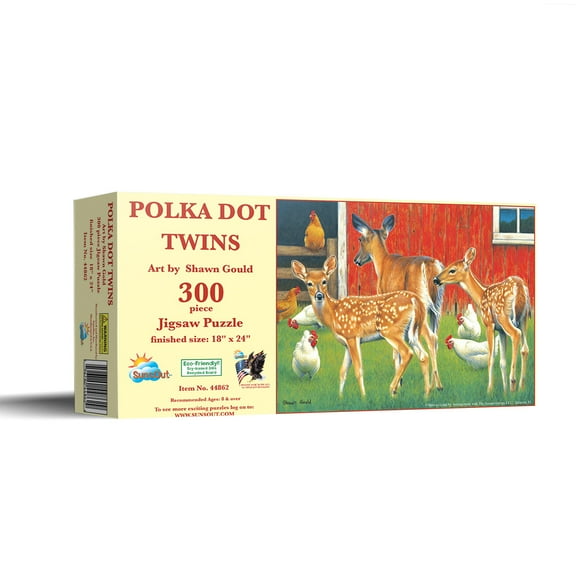 SUNSOUT INC - Polka Dot Twins - 300 pc Jigsaw Puzzle by Artist: Shawn Gould - Finished Size 18" x 24" - MPN# 44862