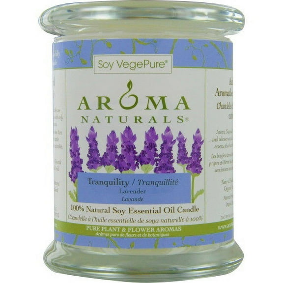 Aroma Naturals One 3.7x4.5 Inch Medium Glass Pillar Soy Aromatherapy Candle - Lavender
