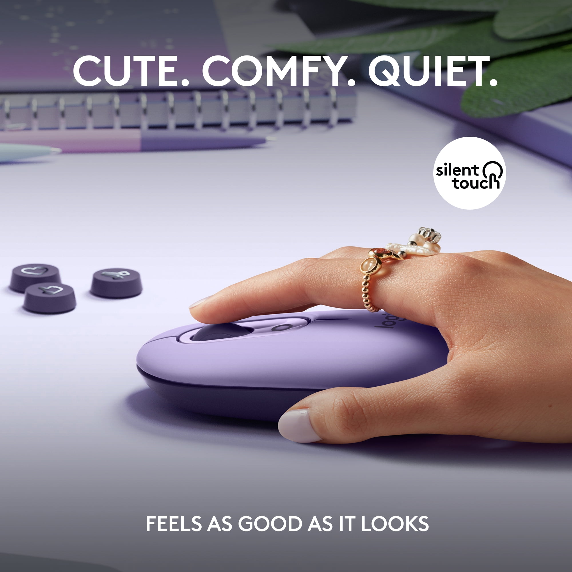 Logitech POP Mouse,  Wireless Mouse with Customizable Emojis, SilentTouch Technology, Bluetooth, Cosmos