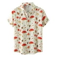thumbnail image 2 of Hemlock Mens Summer Tops Short Sleeve Tshirts Workout Button Up Shirts,Male Casual Mushroom Printed Shirt Turn Down Collar, Red 3XL, 2 of 6