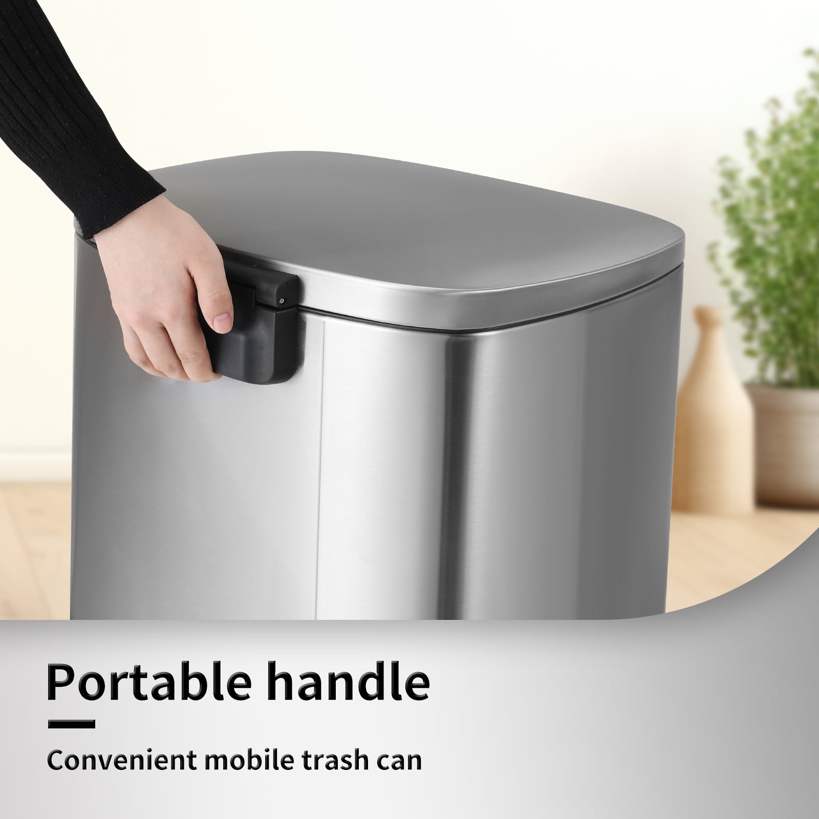 TLSUNNY 13.2 + 1.3 Gallon Kitchen Trash Can Combo, Stainless Steel Step Trash Can Set with Soft-Close Lid & Inner Bucket, for Home / Office