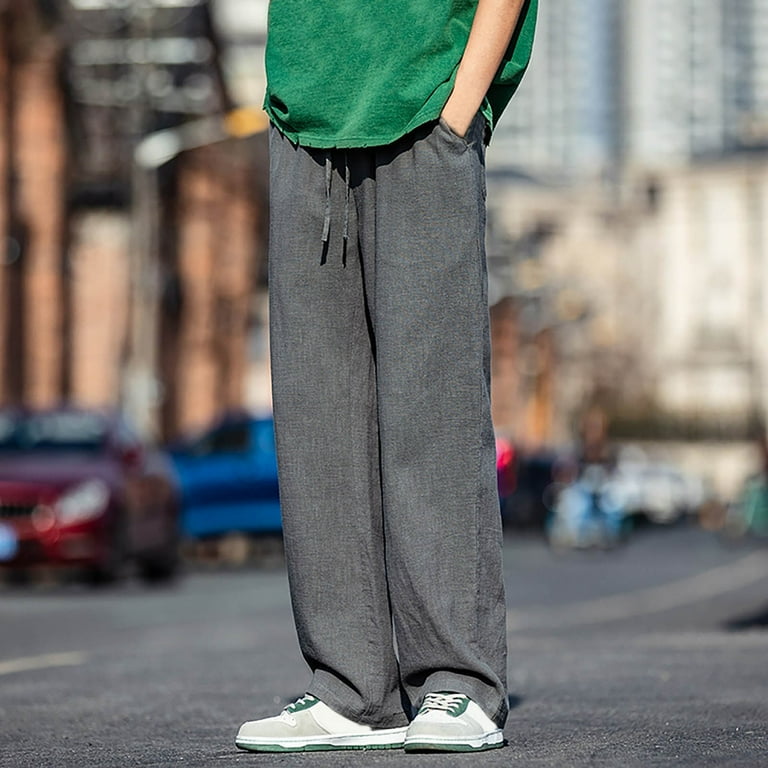 PMUYBHF Sweatpants Men Xl Tall Linen Straight Leg Pants Spring/Summer New  Men's Wide Leg Pants Solid Color Trend Long Pants Men's Casual Pants Cargo  Pants for Men Stretch Waist 