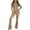 Khaki, variant on Unir Casual Velvet 2 Piece Tracksuit For Women, Long Sleeve Zip Crop Top & Elastic Drawstring Flared Pants Soft Plush Loungewear Outfit S-XXXL Plus Size Friendly True To Size