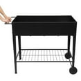 thumbnail image 2 of Mobile Raised Ergonomic Metal Planter Garden Bed with Wheels and Lower Shelf, Black, LJ2371, 2 of 9