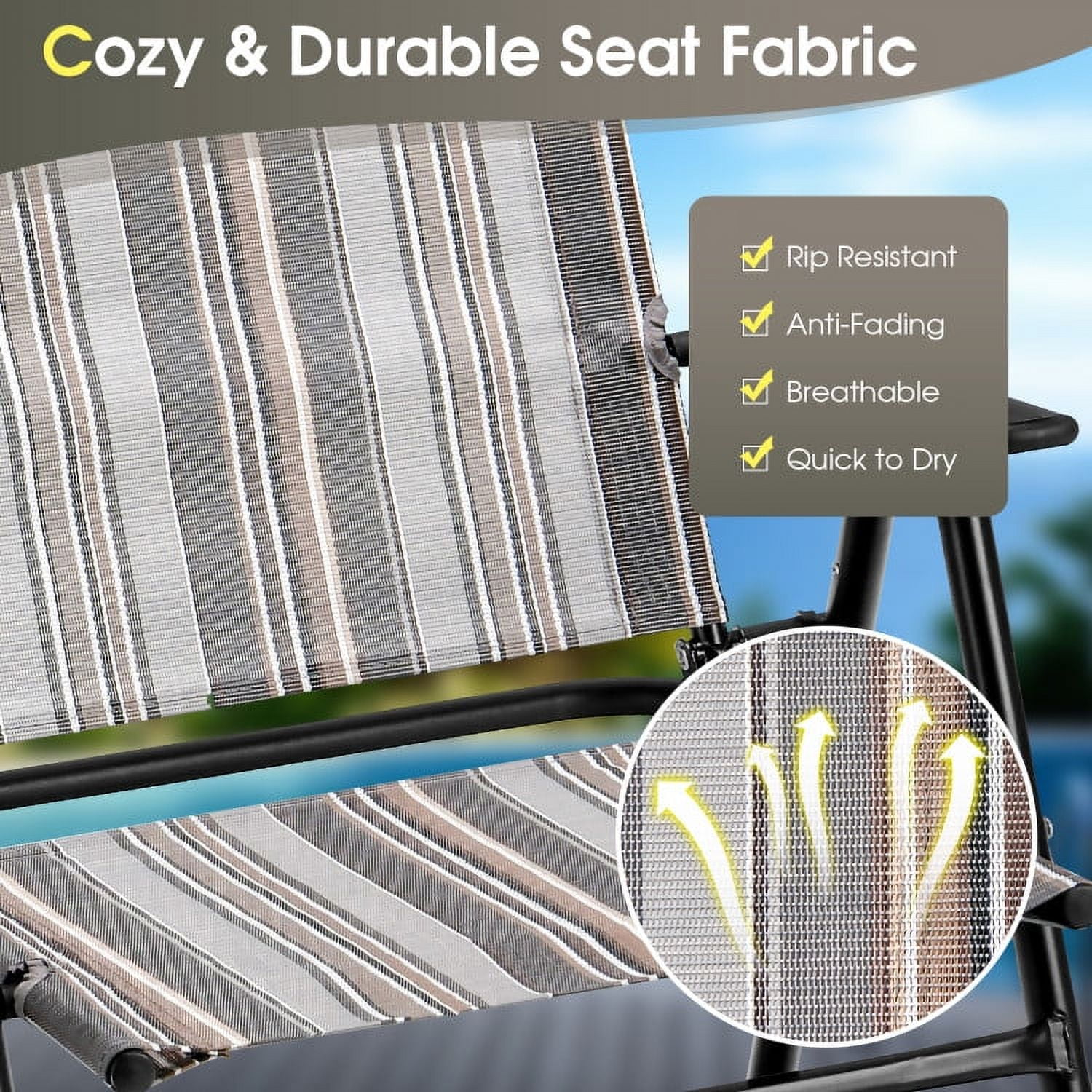 Aimee Lii Set of 2 Patio Folding Sling Chairs Space, Outdoor Patio Furniture, Gray Aimee Lii Set of 2 Patio Folding Sling Chairs Space, Outdoor Patio Furniture, Gray