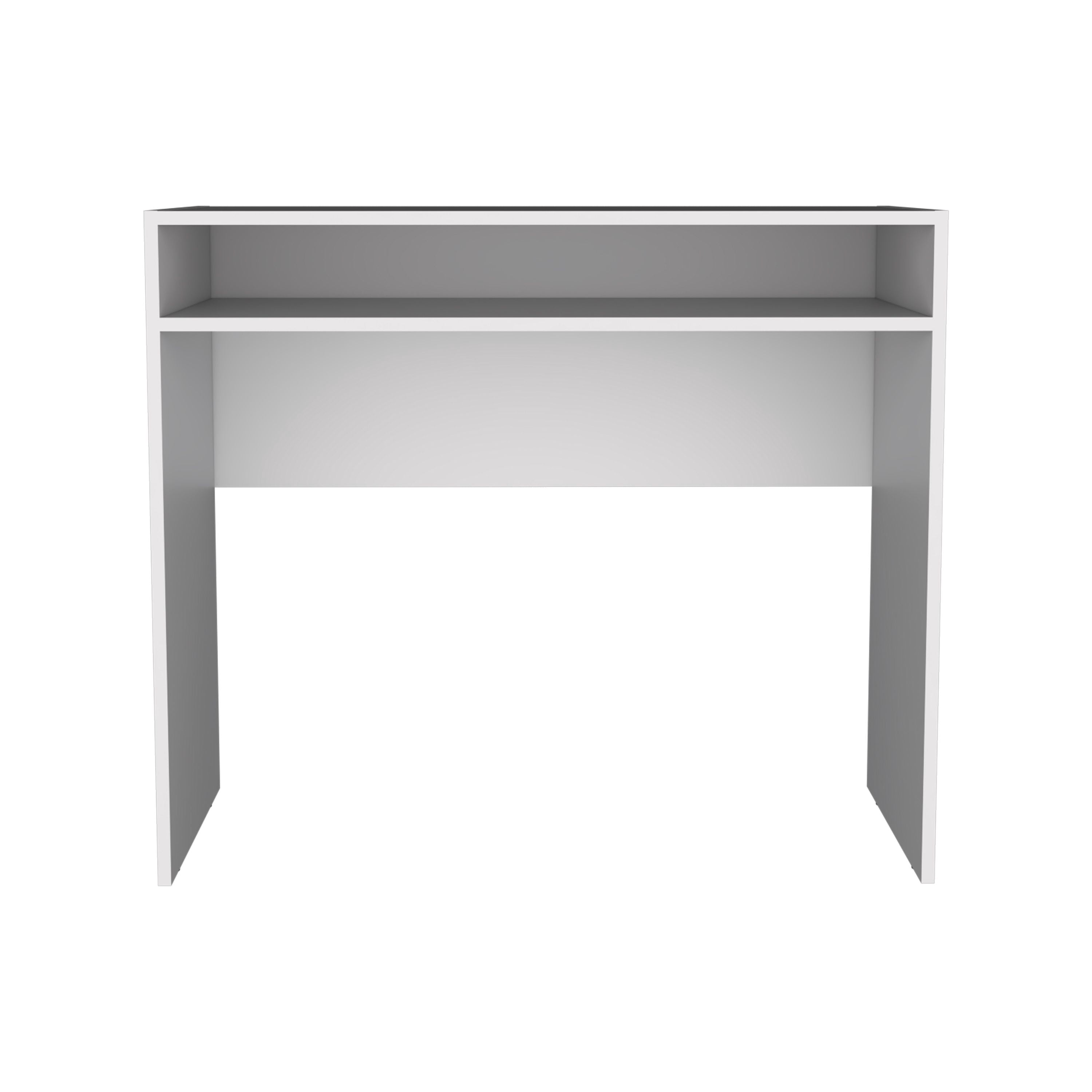 Writing Desk with Open Shelf, 35 in Wide Computer Desk, Modern Freestanding Desk for Home Office, Bedroom, and Small Spaces