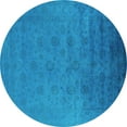 thumbnail image 1 of Ahgly Company Machine Washable Indoor Round Persian Turquoise Blue Bohemian Area Rugs, 4' Round, 1 of 4