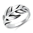 thumbnail image 2 of 925 Sterling Silver Oxidized Platinum Plated Leaf Vintage Women Valentines Day Gifts Ring, 2 of 4