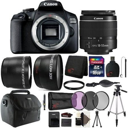 Canon EOS 2000D / Rebel T7 24.1MP Digital SLR Camera with Canon 18-55mm Lens + 16GB Accessory (Best Camera Deals Today)