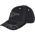 thumbnail image 3 of Checkered Flag Men's Ford Mustang Cap Adjustable Black Fabric Hat, 3 of 4