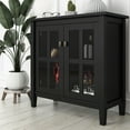 thumbnail image 2 of Warm Shaker 32 inch Wide Solid Wood Low Storage Cabinet in Black, 2 of 11