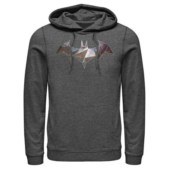 Men's Batman Logo Geometric Wing  Pull Over Hoodie Charcoal Heather 3X Large