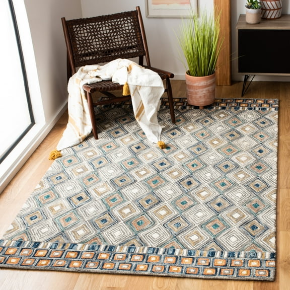 SAFAVIEH Aspen Stars Geometric Wool Area Rug, Green/Gold, 5' x 8'