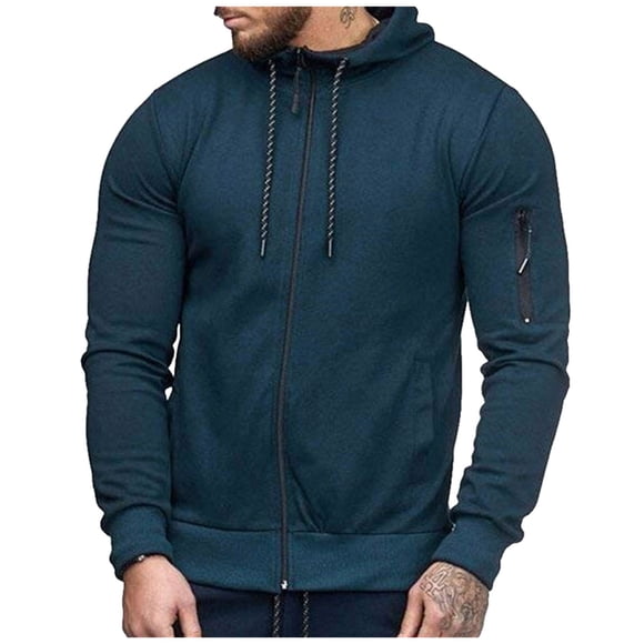 MSJUHEG Zip Up Hoodie Men Hoodies For Men Men'S Slim Casual Cardigan Top Zipper Sports Hooded Sweater Cotton Mens Hoodies, Mens Hoodie Navy L