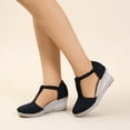 thumbnail image 5 of AXXD Black Wedge Sandals for Women 7 Sandals Closed Toe Buckle Strap Comfortable Casual Summer Platforms, 5 of 5