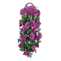 Artificial Rose Bouquet | Realistic Silk Flowers with Rattan Vine | Outdoor/Indoor Decorative Landscaping | 35-inch Hanging Basket Filler for Home & Garden