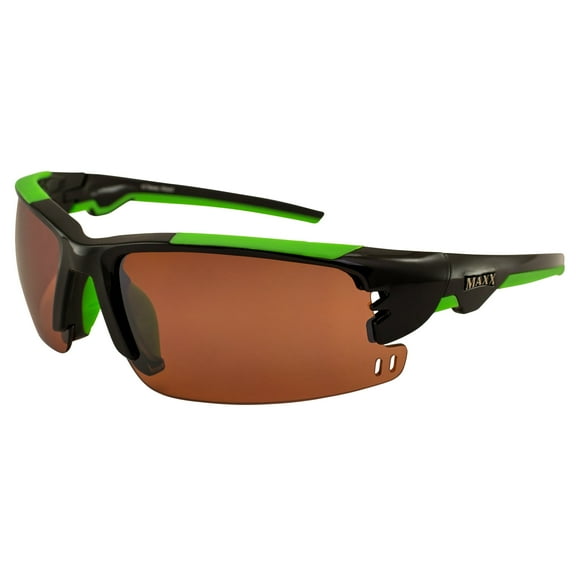 Maxx Wizard Golf Sports Sunglasses TR90 Black & Green Frame w/ HD Amber Lenses