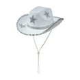 thumbnail image 4 of Women Rhinestone Cowboy Hats Sequined Wide Brim Western Hat Shiny Cowgirl Cap for Party Holidays, 4 of 6