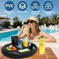 thumbnail image 3 of Inflatable Pool Drink Holder Float Multi Slot Bar Tray with Side Handles and Phone Holder for Pool Parties, Black, 3 of 6