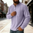 thumbnail image 5 of zfhfof Long Sleeve Shirts for Men Lightweight Textured Henley Shirt Trendy Button Crewneck Pullover Tees Tops with Chest Pocket, 5 of 8