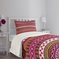 thumbnail image 3 of Ambesonne Pink Quilted Bedspread Set 2 Pcs, Motifs Folk Border, Twin Size, Multicolor, 3 of 5