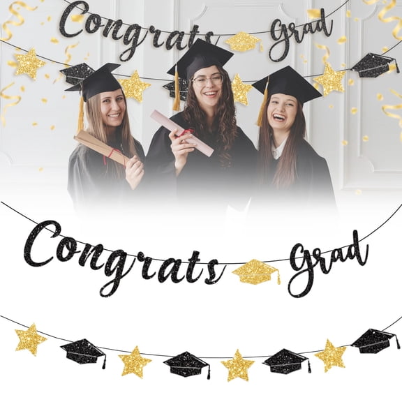 Hilingoto 2026 Graduation Glitter Hanging Banners,Congrats Grad Party Garlands Graduation Banner Decorations,Sparkling Banners for 2026 School College Graduation Party Home Car indoor Outdoor Decor