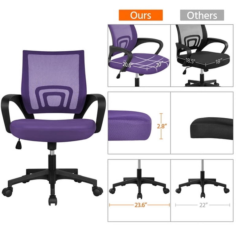 Alden Design Adjustable Mesh Office Chair, Purple photo 3