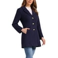 thumbnail image 4 of INSPIRE CHIC Women's Coats Single Breasted Long Outerwear Winter Trench Coat S Dark Blue, 4 of 5