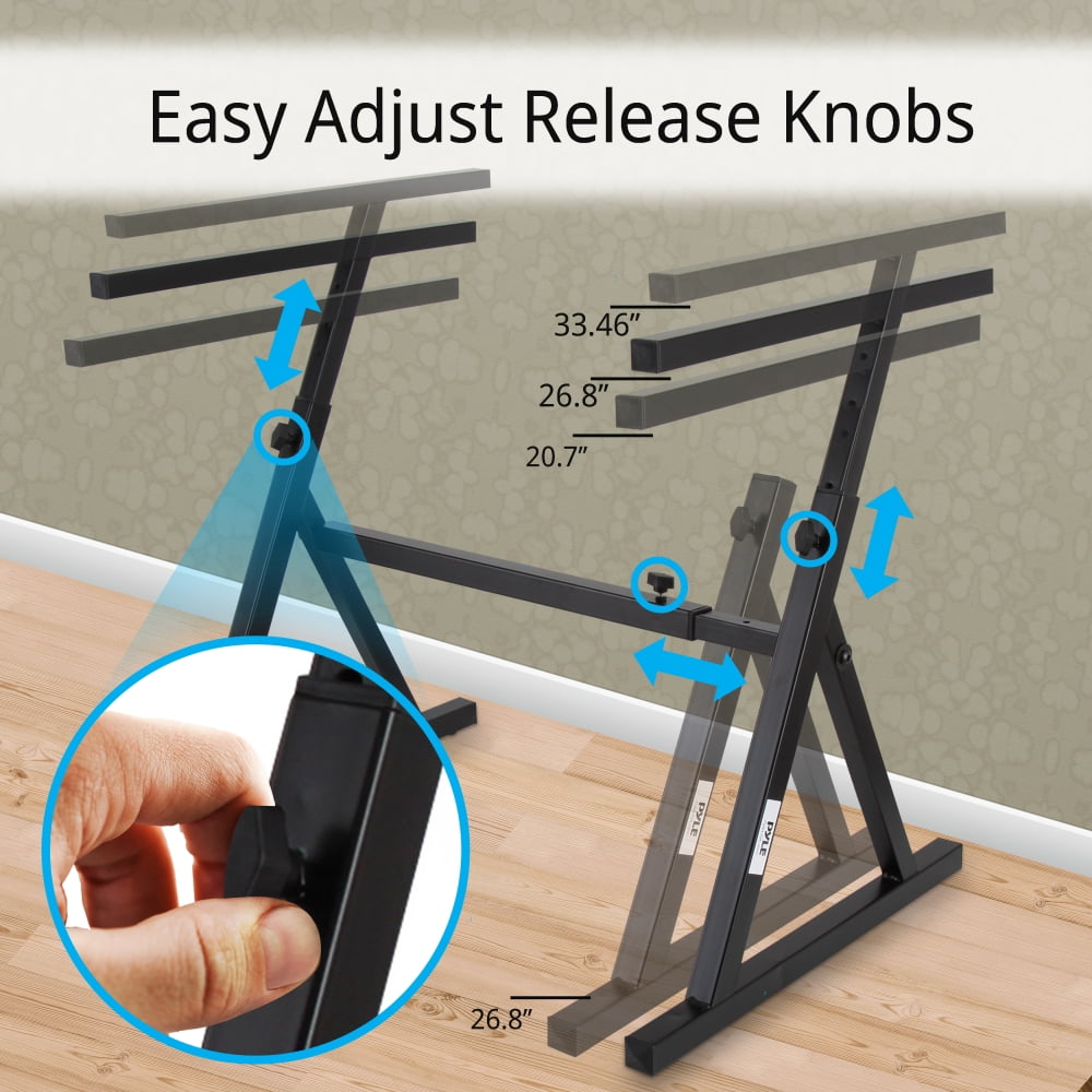 PYLE PKST38 - Heavy Duty Folding Keyboard Stand - Sturdy Reinforced Z Design w/ Adjustable Width & Height, Foam Padded Arms, Digital Piano Stand, Fits 54-88 Key Electric Pianos, for Travel & Storage