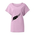 thumbnail image 3 of TSADFHJI Hauts de Sortie pour Femmes Dentelle Manches Longues T-Shirt Imprimé Ample Décontracté Col Rond Manches Courtes T-Shirt Femmes m Rouge, 3 of 4