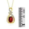 thumbnail image 4 of RYLOS Necklace Yellow Gold Plated Silver Classic Designer Necklace Gemstone &  Diamonds Pendant 18" Chain 9X7MM Garnet January Birthstone Womens Jewelry Silver Necklace, 4 of 8