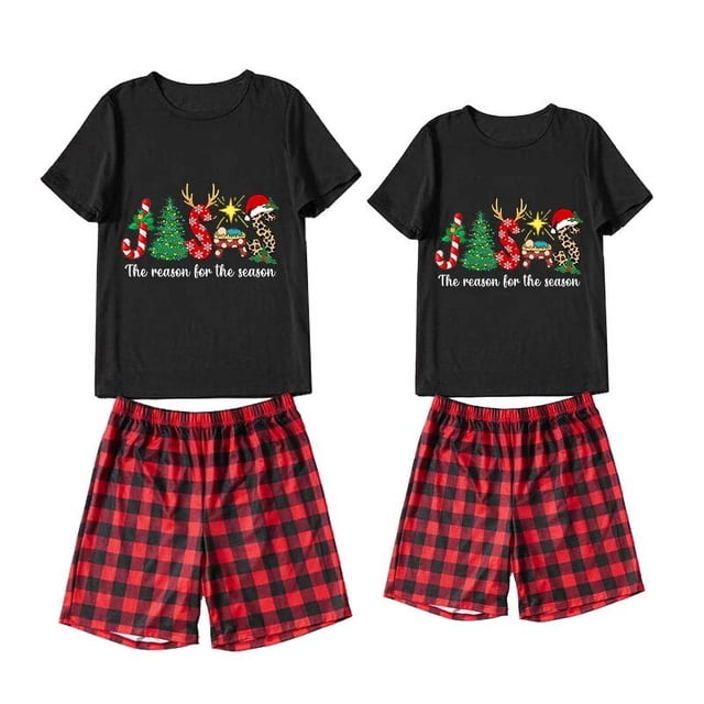Conjuntos de pijamas de pareja de Navidad, ropa de dormir corta, Feliz Navidad a mi otro medio adulto