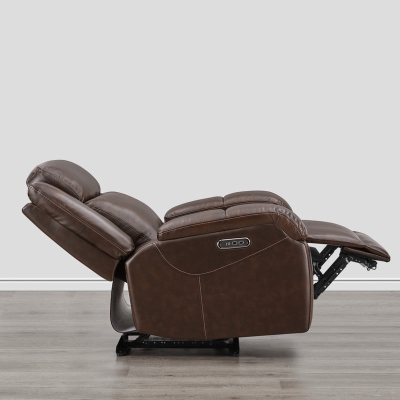 CHITA Genuine Leather Power Recliner Chair with Adjustable Headrest, Brown