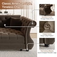 thumbnail image 6 of FFH 83.8" Chesterfield Couch with Pull Out Bed, Velvet Sleeper Sofa with Classic Roll Arm, Flower Tufting for Living Room, Brown, 6 of 11