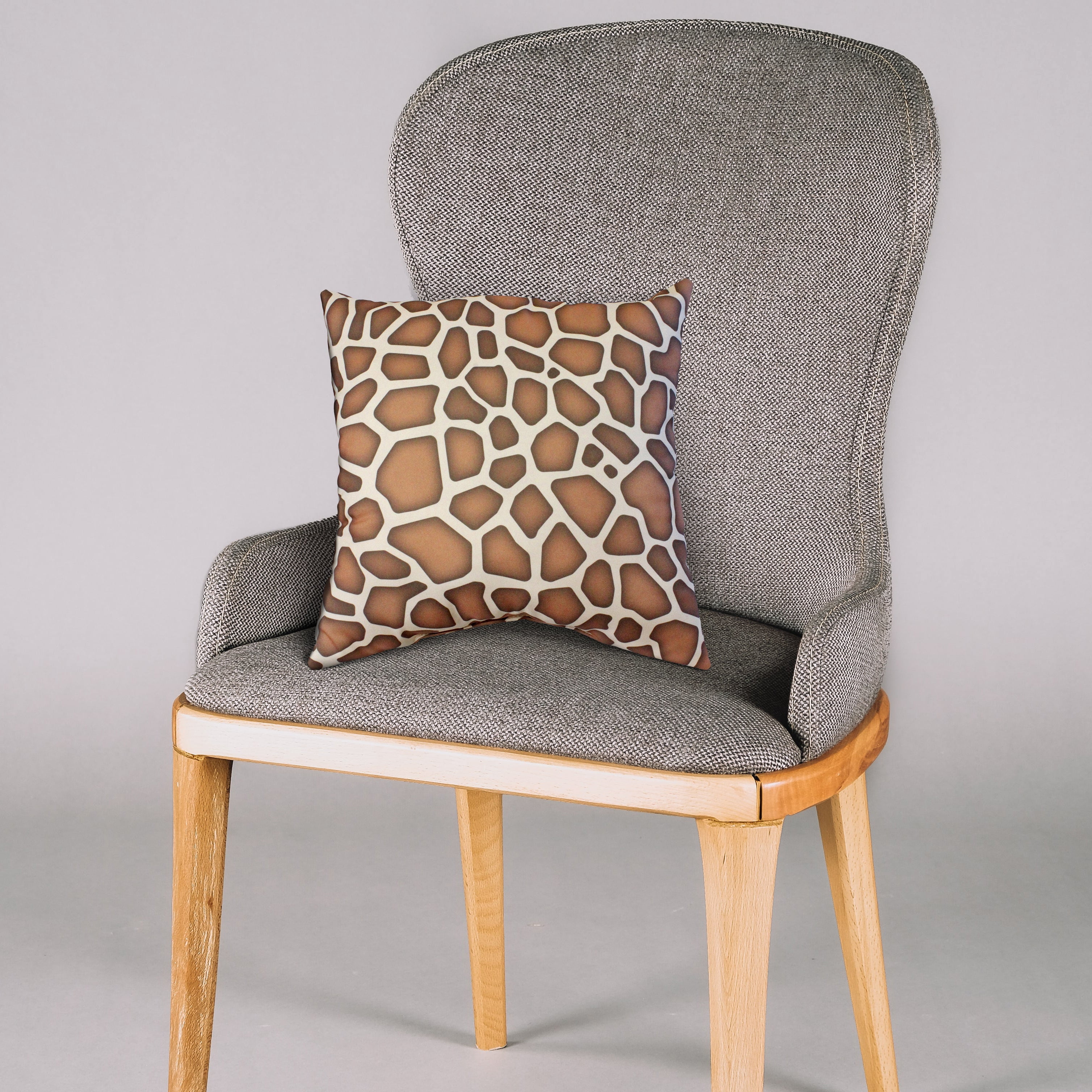 Everything Comfy Giraffe Print Decorative Throw Pillow, 16x16 Inch, Natural,